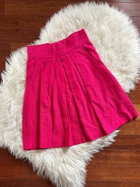 TOPSHOP linen blend pink pleated skirt with pockets size 4